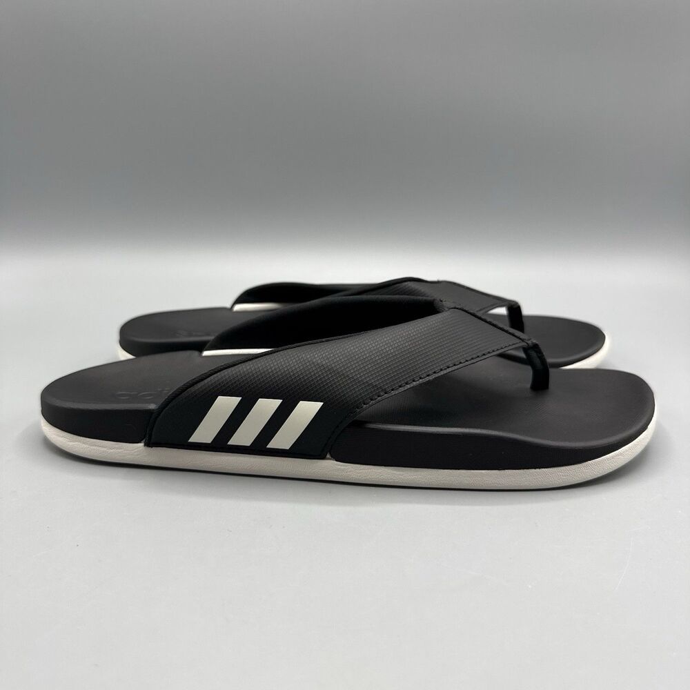Adidas Adilette Comfort Flip Flops Women's  Black White Thong Sandals Size 8